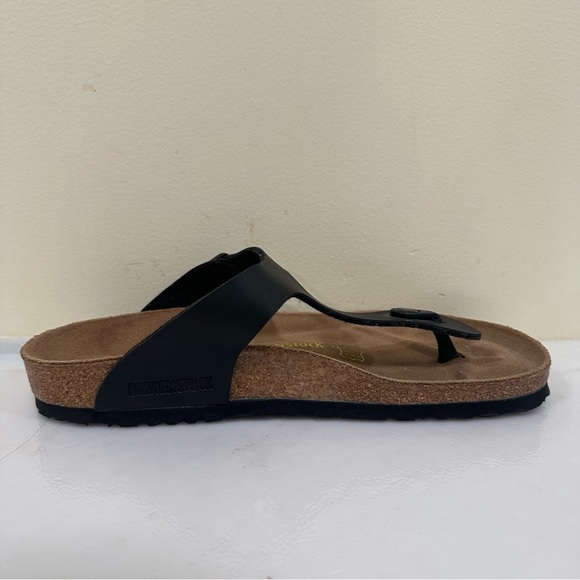 Birkenstock Gizeh Thong Toe Black Leather Sandals Size EU 40 US 9 Regular - Picture 5 of 14
